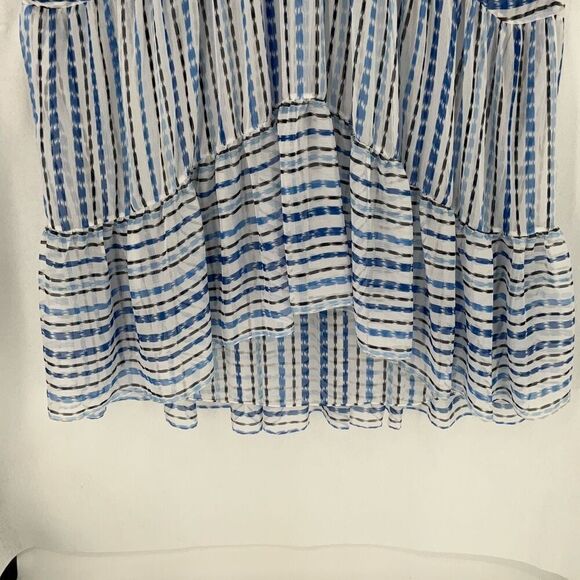 Misa Los Angeles Blue White Dominika Striped Chiffon Maxi Dress Size Large - Picture 7 of 10
